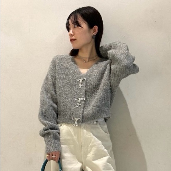 Lily Brown Crystal ribbon bling bling cardigan - Picture 2 of 7